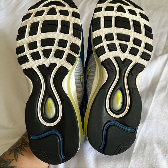 Nike Air Max 97 Blue Neon Yellow Trainers Size 7.5 - Picture 4 of 12